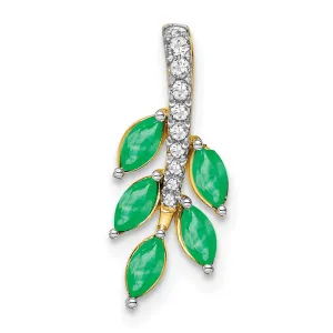 14k Emerald and Diamond Leaf Chain Slide