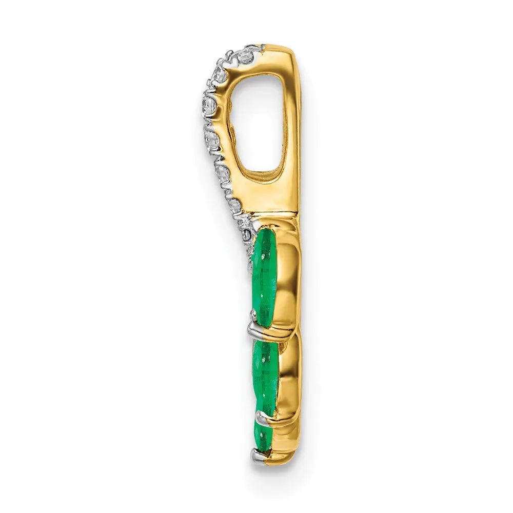 14k Emerald and Diamond Leaf Chain Slide