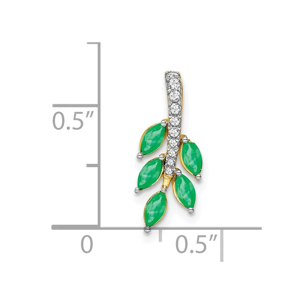 14k Emerald and Diamond Leaf Chain Slide