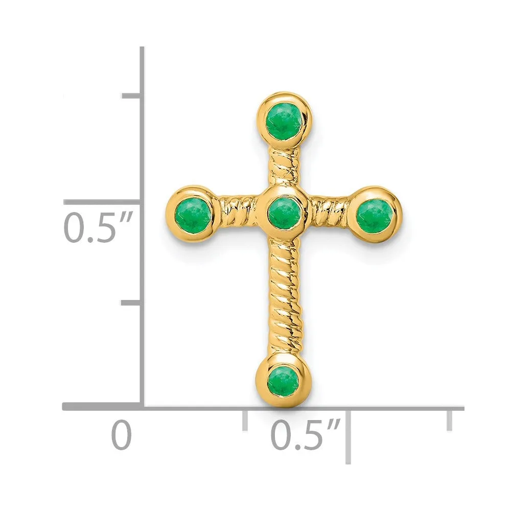 14k Emerald Cross Chain Slide