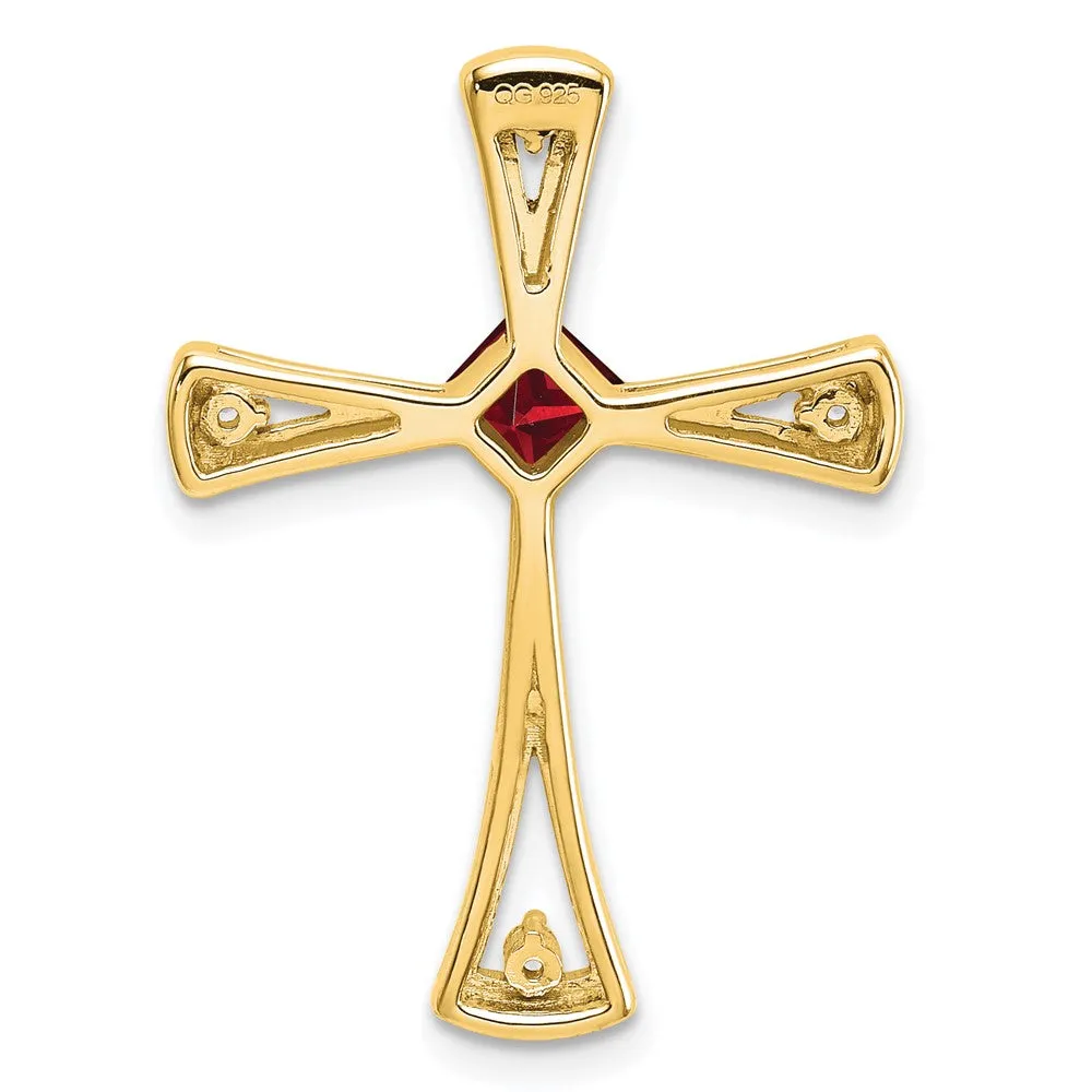 14k Garnet and Diamond Cross Chain Slide