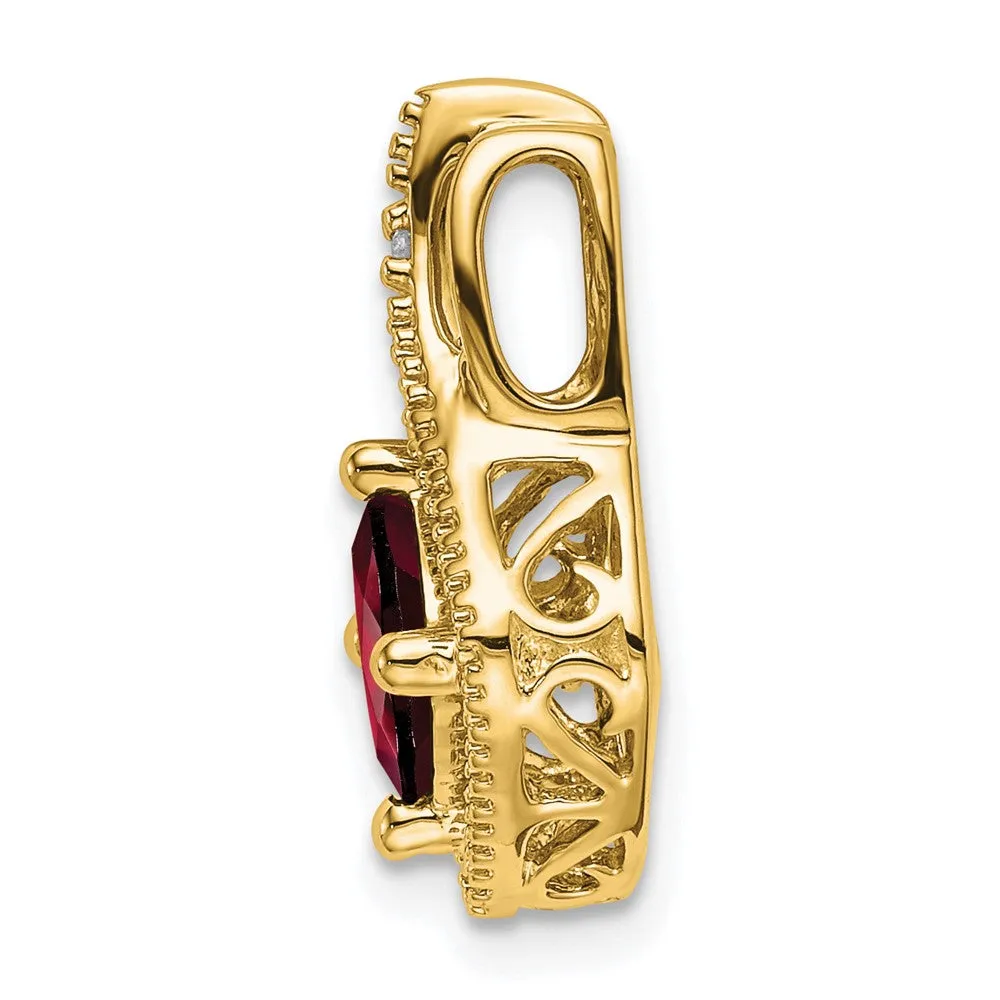 14k Garnet and Diamond Pendant