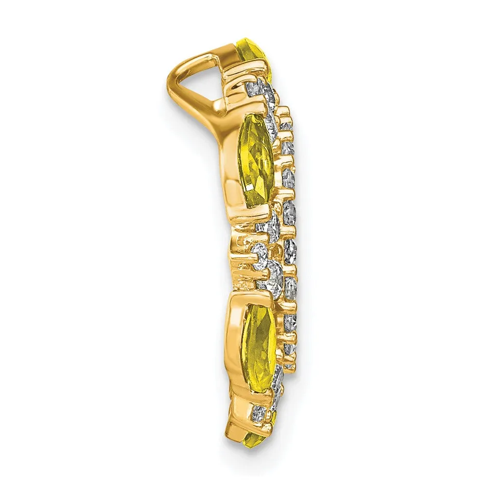 14k Lab Grown Diamond & Created Yellow Sapphire Pendant