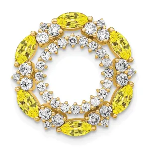 14k Lab Grown Diamond & Created Yellow Sapphire Pendant