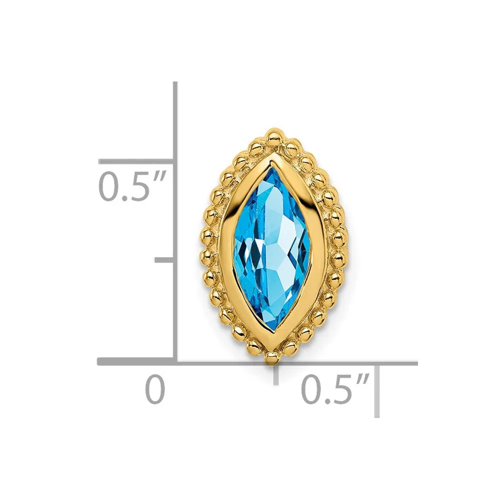 14k Marquise Blue Topaz Chain Slide