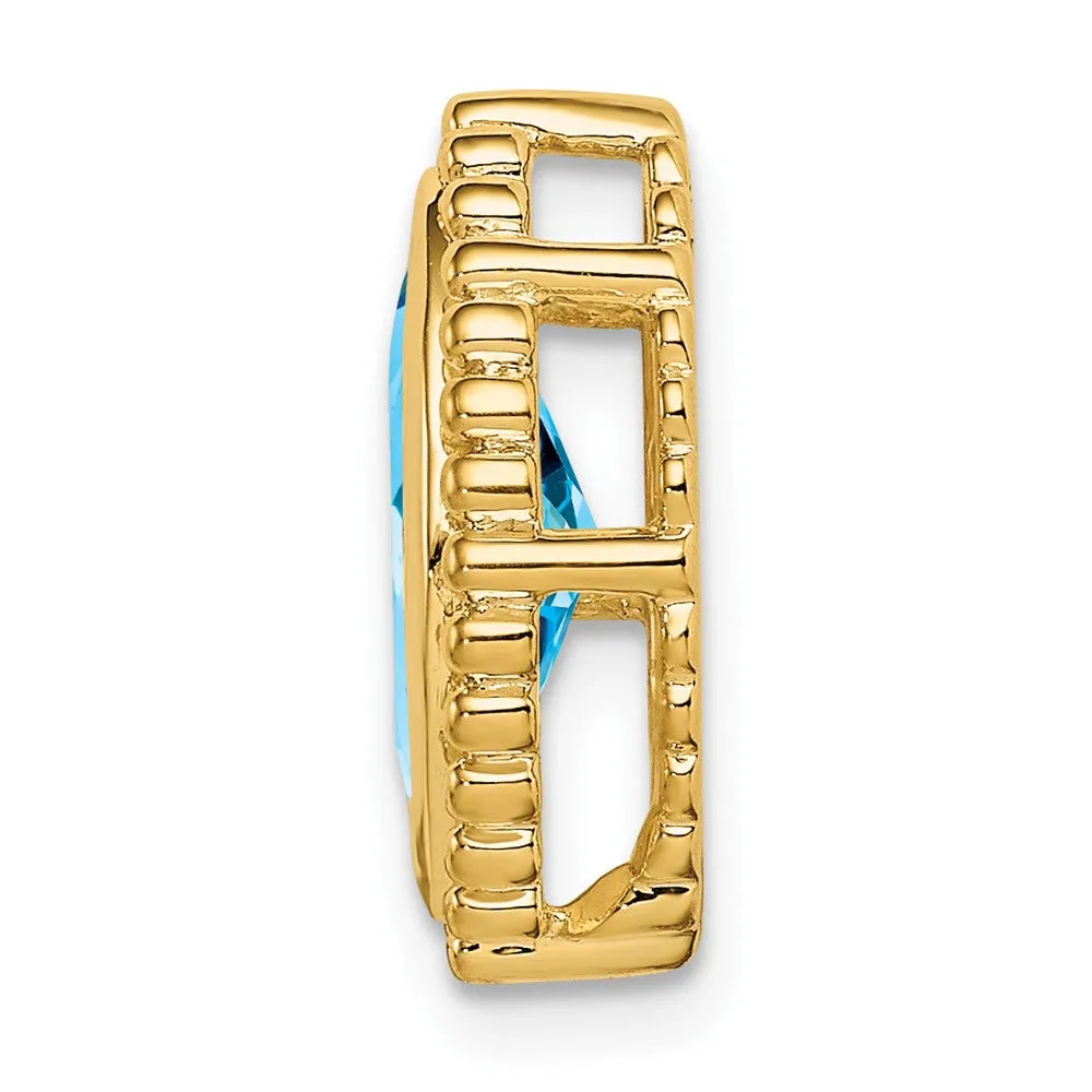 14k Marquise Blue Topaz Chain Slide