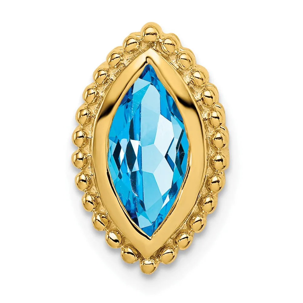 14k Marquise Blue Topaz Chain Slide