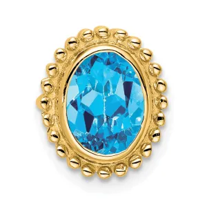 14k Oval Blue Topaz Chain Slide