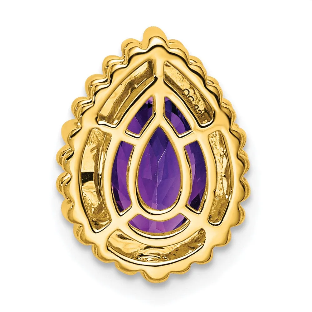 14k Pear Amethyst Chain Slide