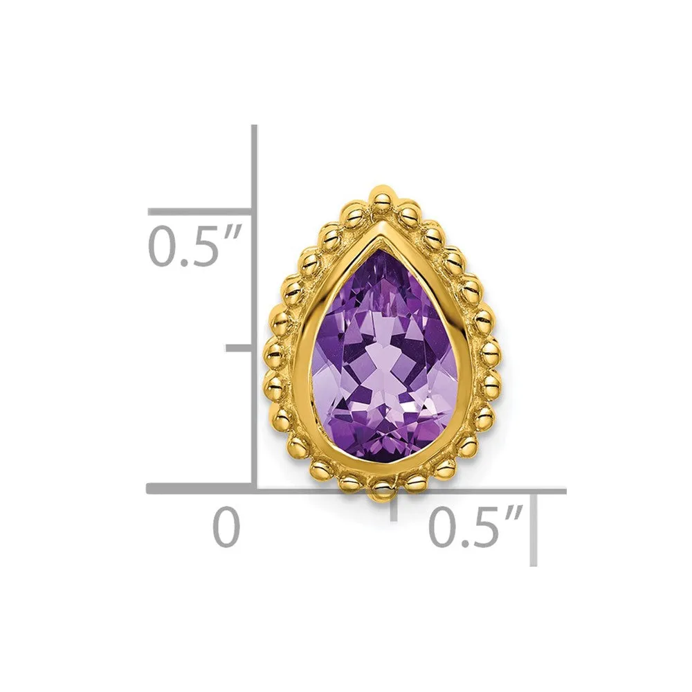 14k Pear Amethyst Chain Slide
