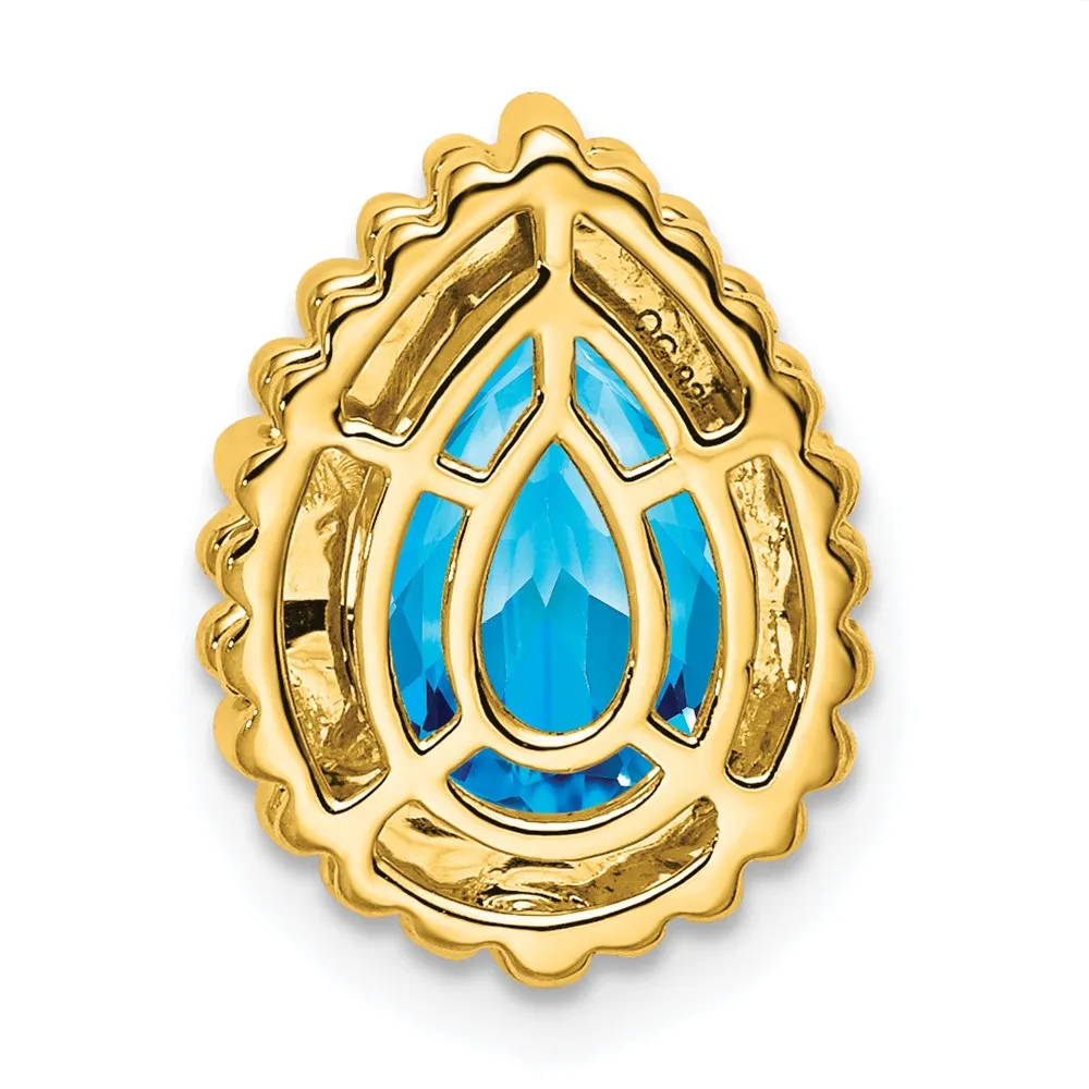 14k Pear Blue Topaz Chain Slide
