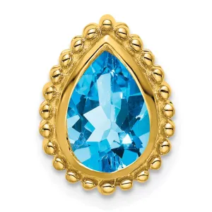 14k Pear Blue Topaz Chain Slide