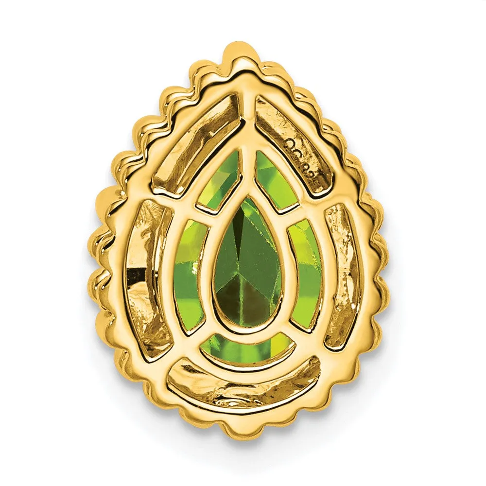 14k Pear Peridot Chain Slide