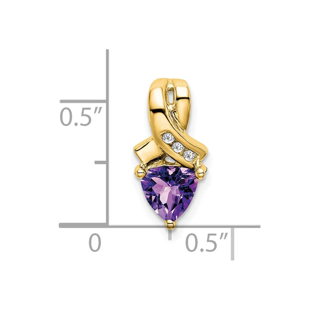 14k Trillion Amethyst and Diamond Pendant