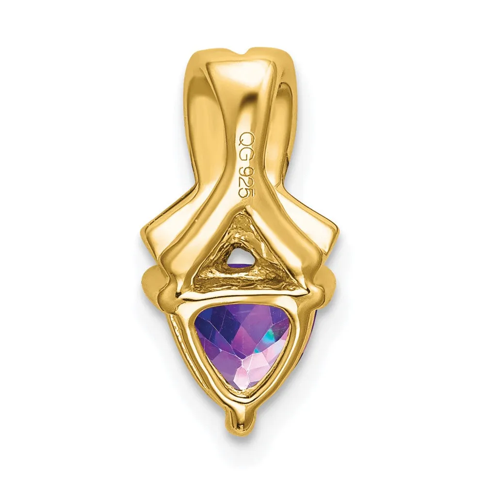 14k Trillion Amethyst and Diamond Pendant
