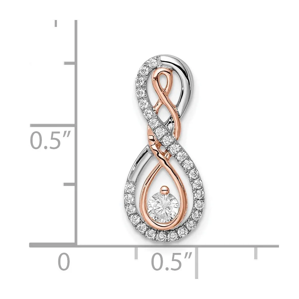14k Two-tone White and Rose Infinity Diamond Chain Slide