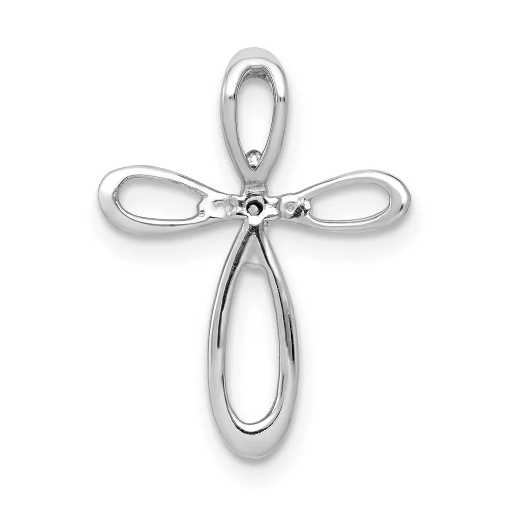 14k White Gold 1/20ct. Diamond Cross Chain Slide