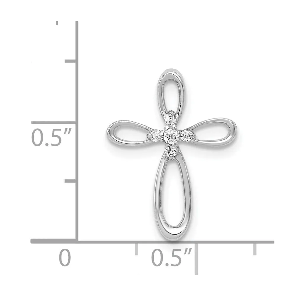 14k White Gold 1/20ct. Diamond Cross Chain Slide