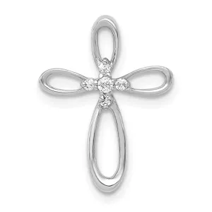 14k White Gold 1/20ct. Diamond Cross Chain Slide