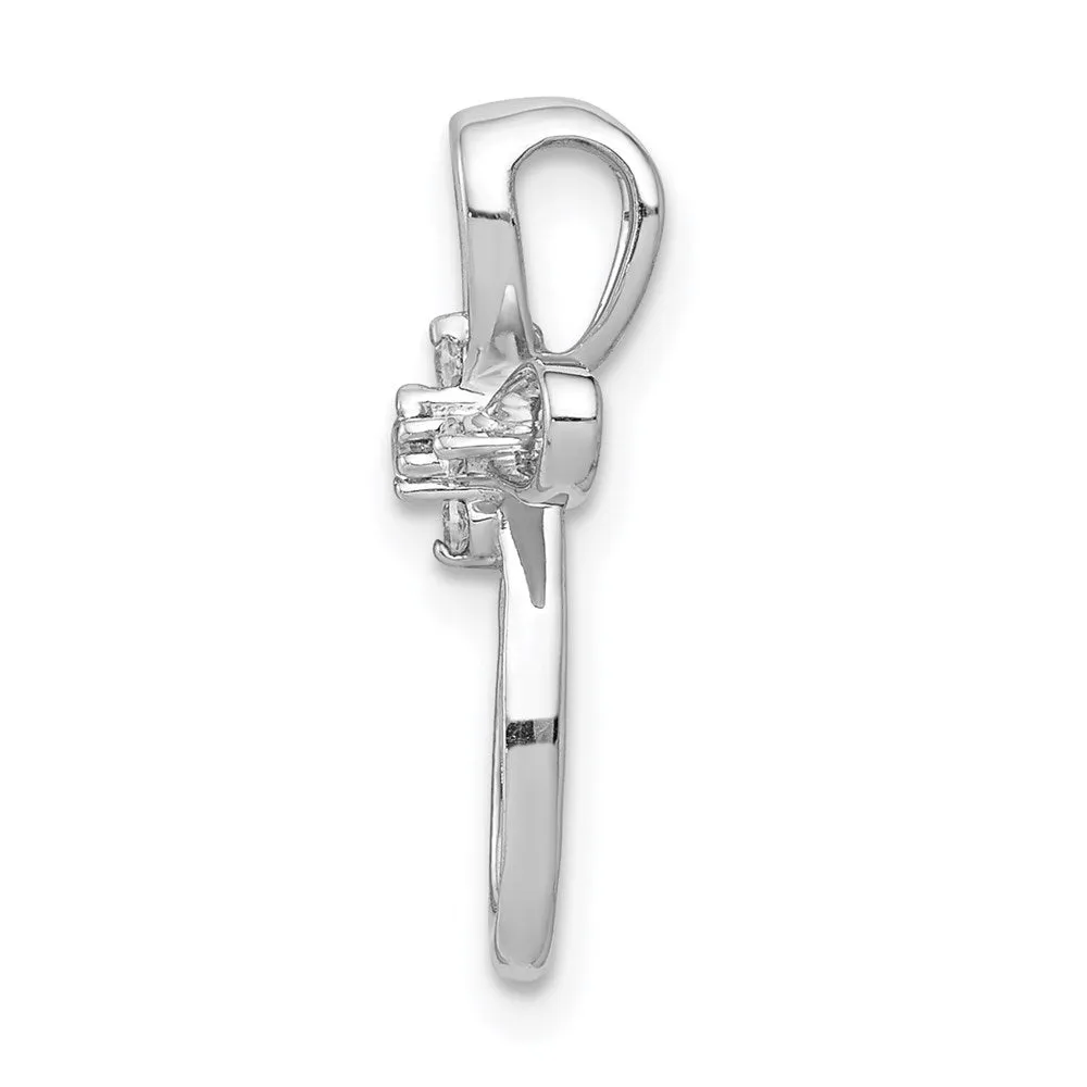 14k White Gold 1/20ct. Diamond Cross Chain Slide