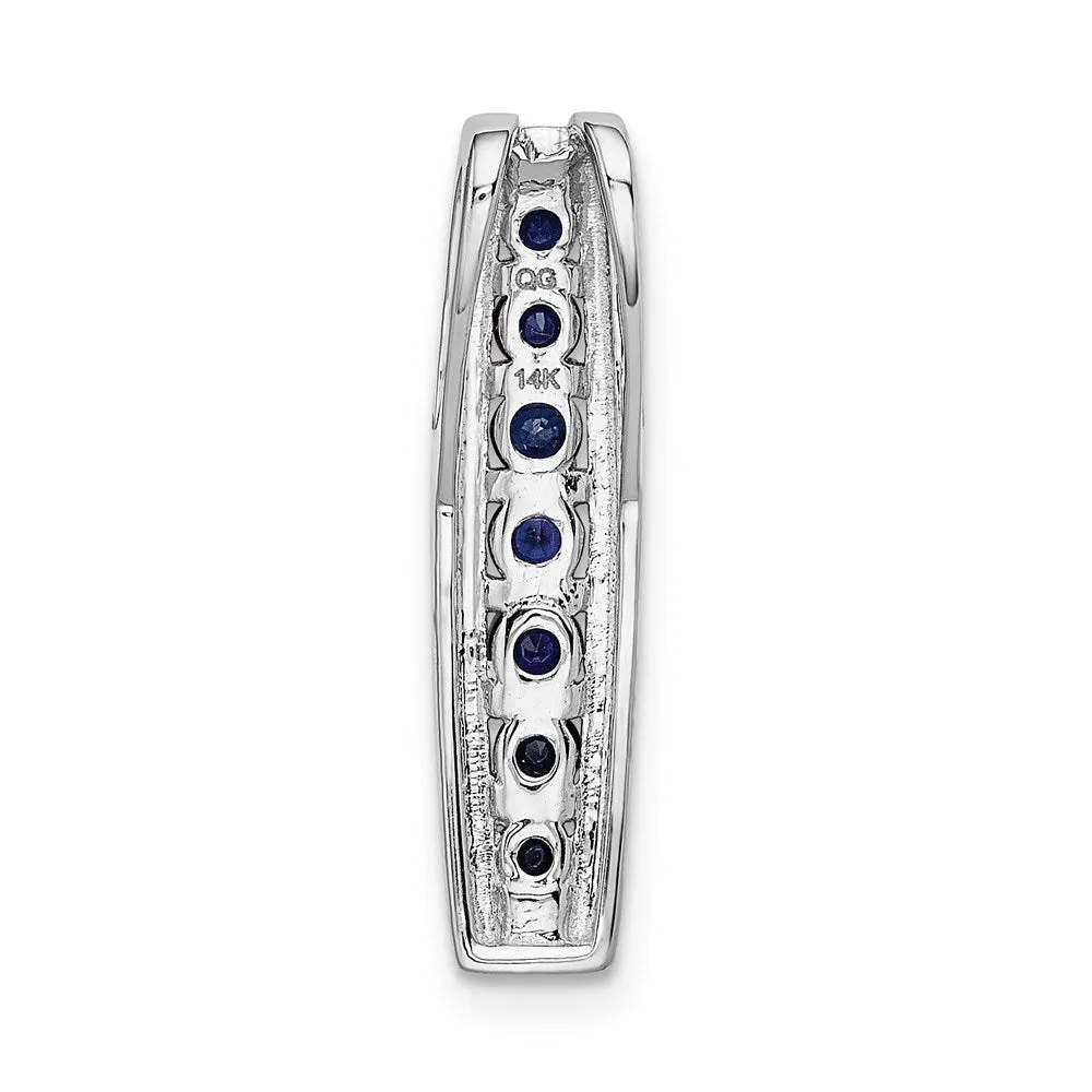 14k White Gold 1/5ct. Diamond and Sapphire Fancy Chain Slide