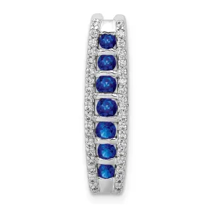 14k White Gold 1/5ct. Diamond and Sapphire Fancy Chain Slide