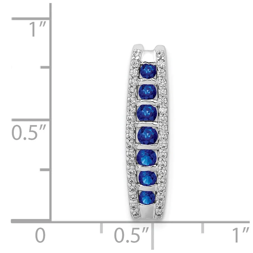 14k White Gold 1/5ct. Diamond and Sapphire Fancy Chain Slide