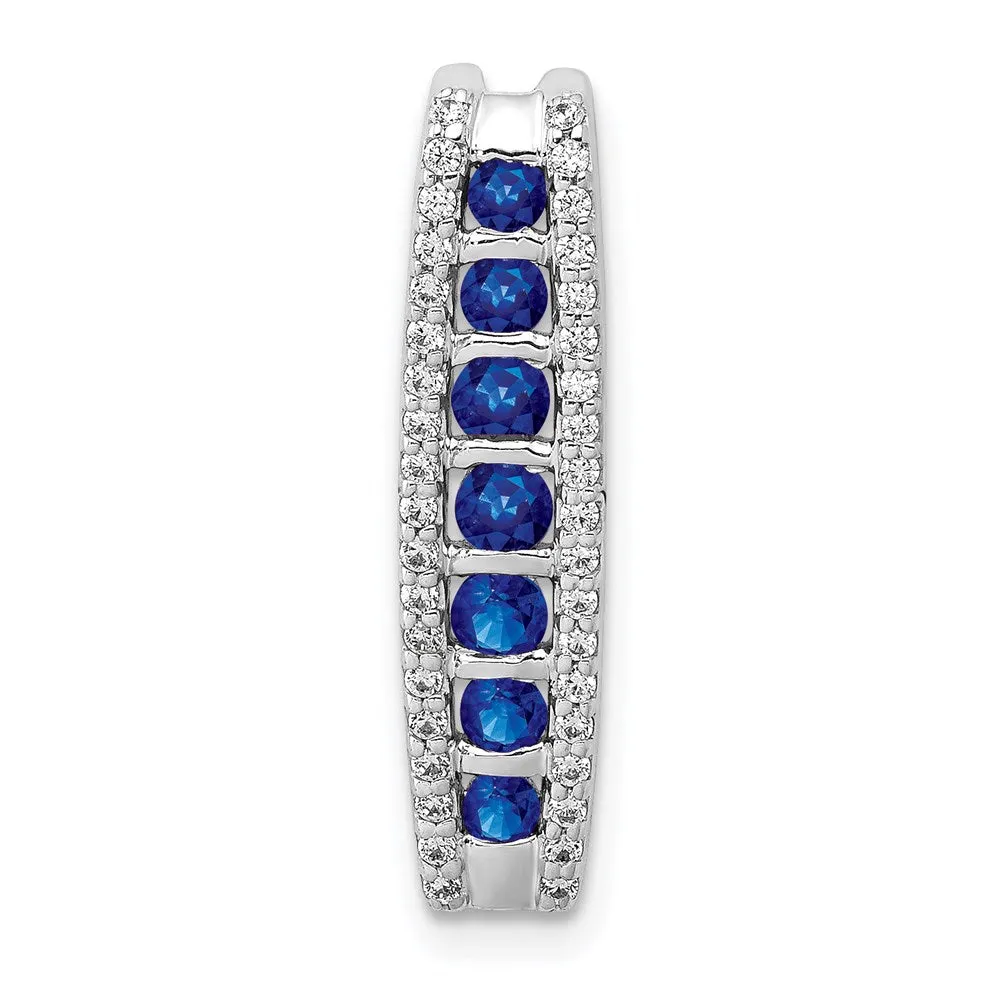 14k White Gold 1/5ct. Diamond and Sapphire Fancy Chain Slide