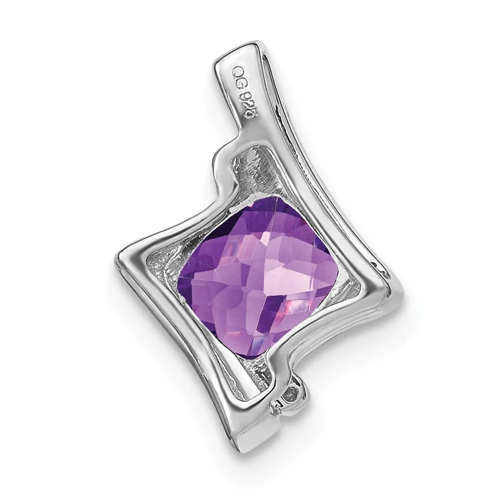 14k White Gold Amethyst and Diamond Pendant