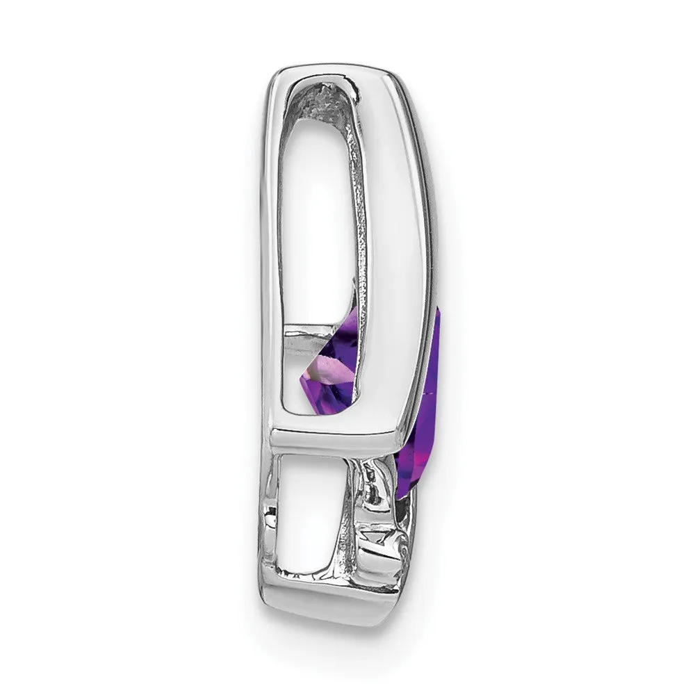 14k White Gold Amethyst and Diamond Pendant