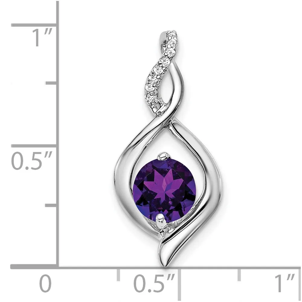 14k White Gold Amethyst and Diamond Pendant