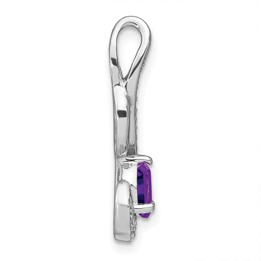 14k White Gold Amethyst and Diamond Swirl Pendant