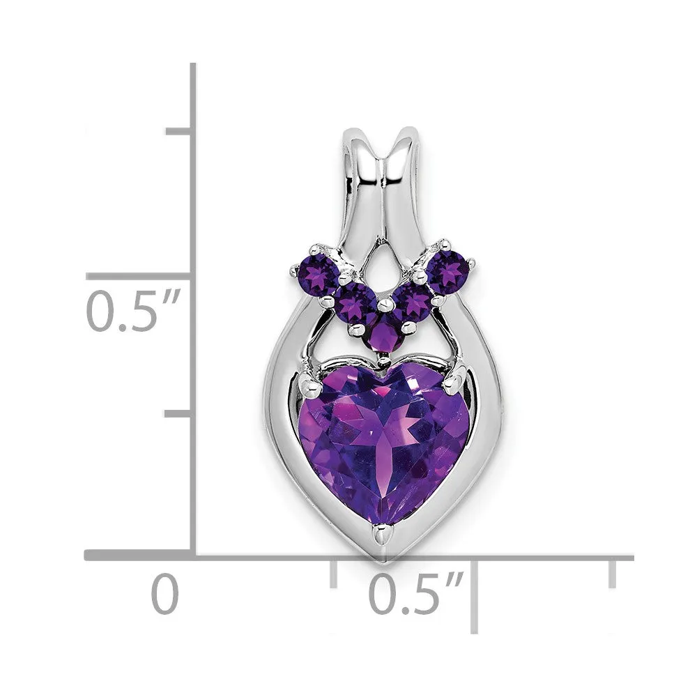 14k White Gold Amethyst Heart Pendant