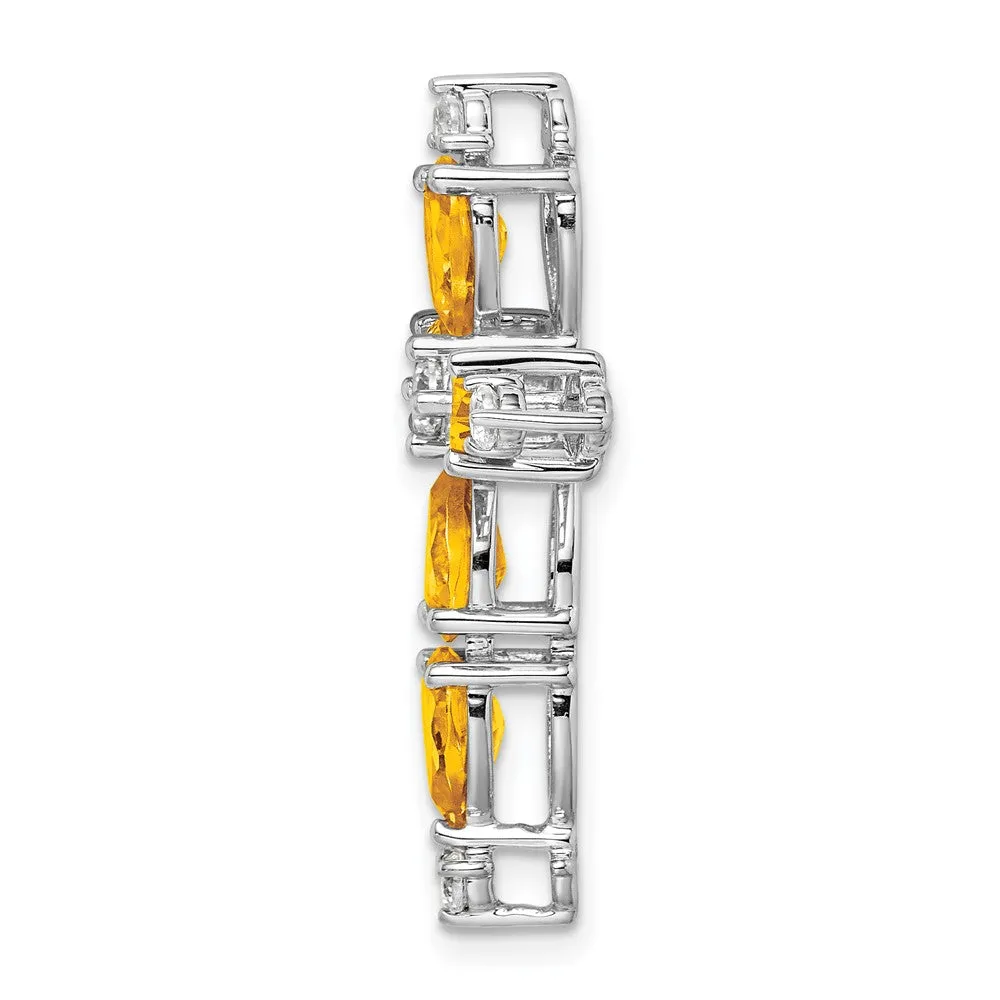 14k White Gold Citrine and Diamond Cross Chain Slide