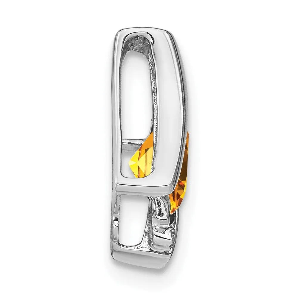 14k White Gold Citrine and Diamond Pendant