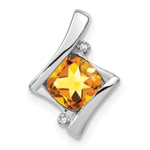 14k White Gold Citrine and Diamond Pendant