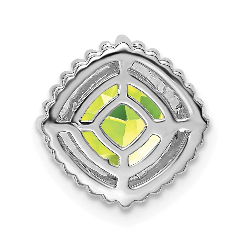 14k White Gold Cushion Peridot Chain Slide