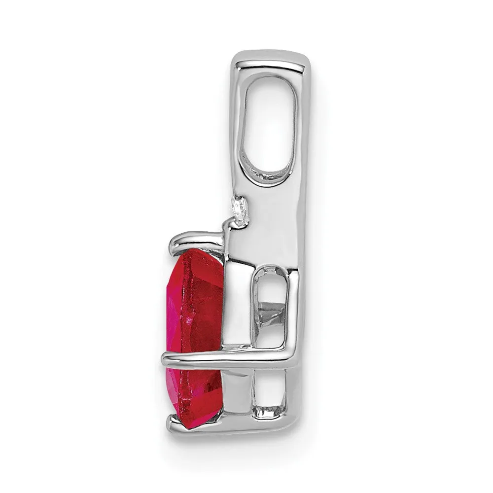 14k White Gold Cushion Ruby and Diamond Pendant