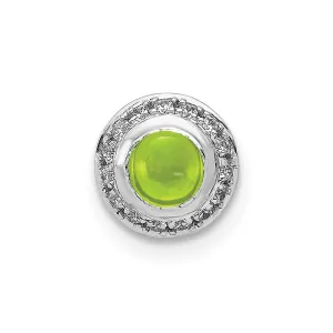 14k White Gold Diamond and Cabochon .47 Peridot Chain Slide