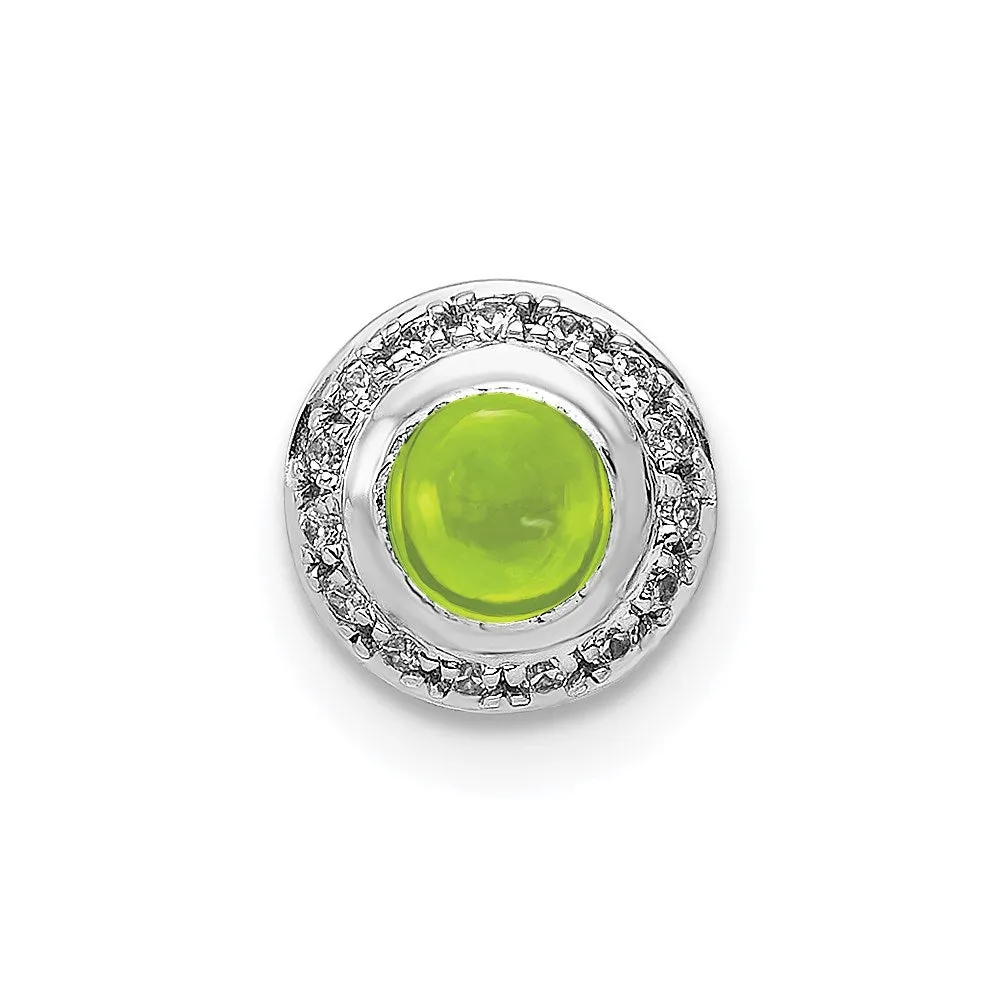 14k White Gold Diamond and Cabochon .47 Peridot Chain Slide
