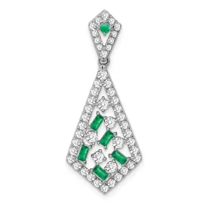14k White Gold Emerald and Diamond Chain Slide