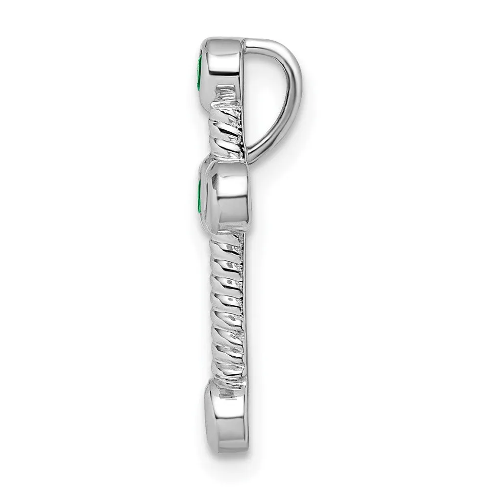 14k White Gold Emerald Cross Chain Slide
