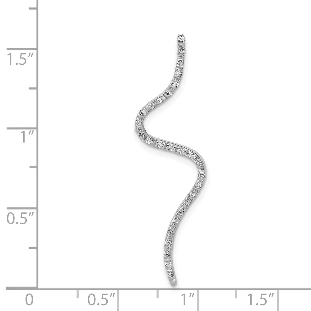 14k White Gold Fancy 1/6ct. Diamond Curved Line Chain Slide