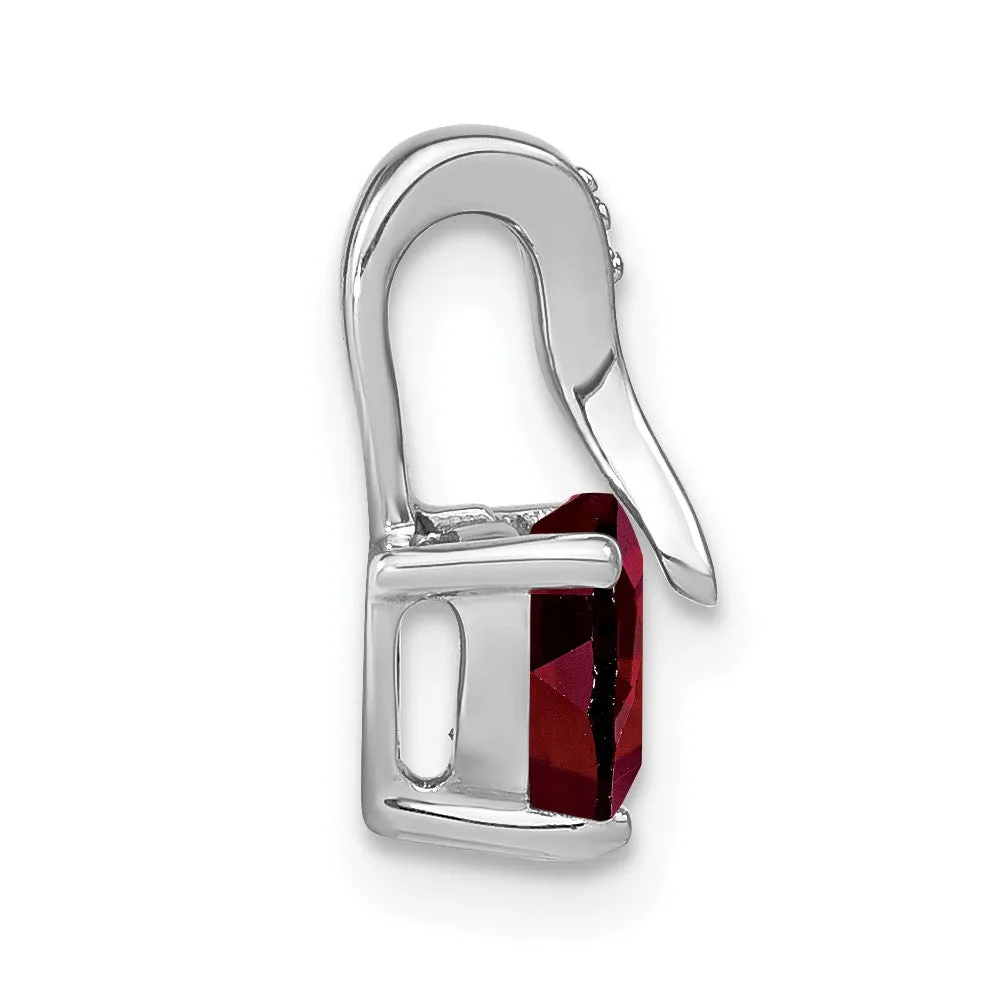 14k White Gold Garnet and Diamond Heart Pendant