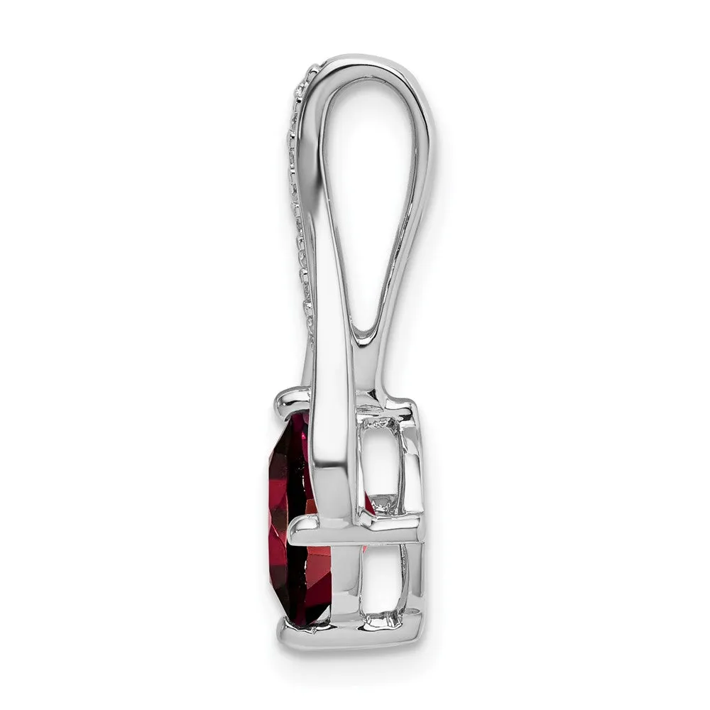 14k White Gold Garnet and Diamond Pendant