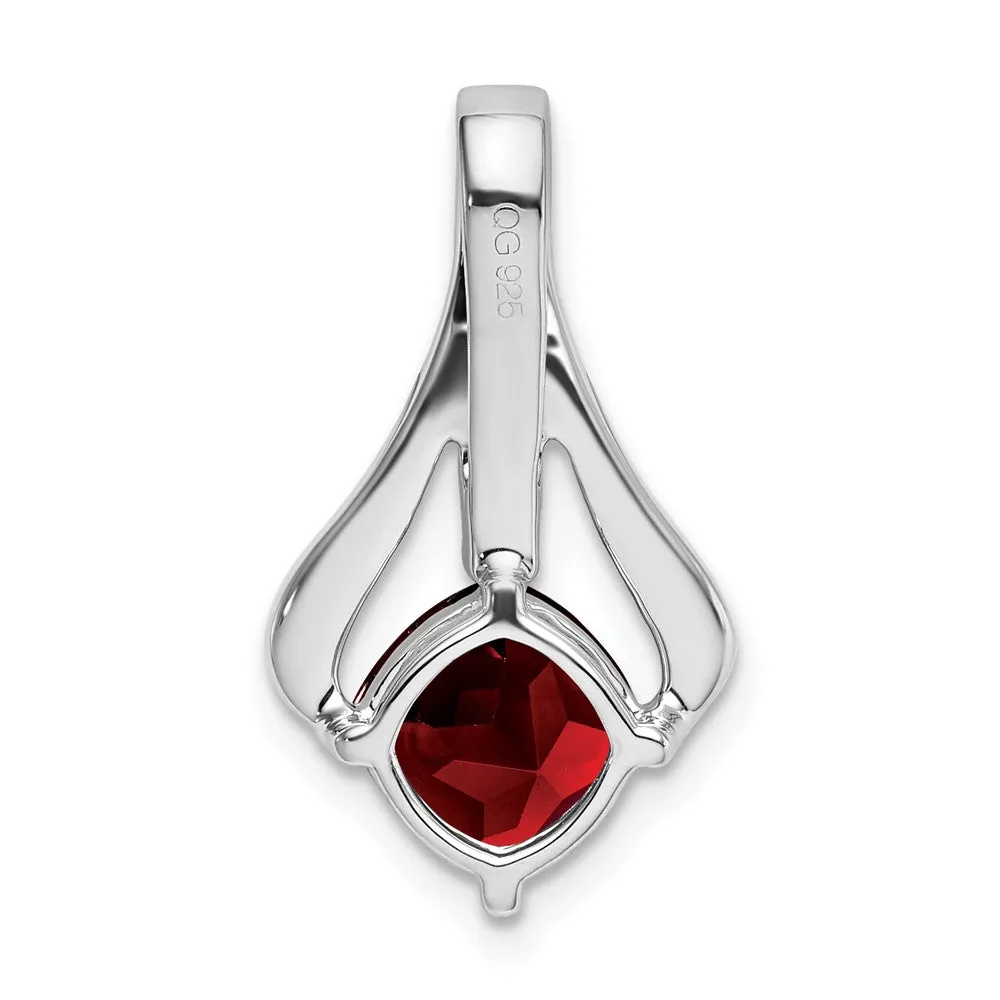 14k White Gold Garnet and Diamond Pendant