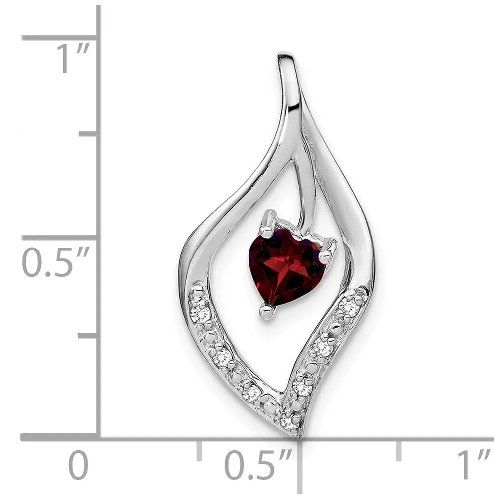 14k White Gold Garnet and Diamond Pendant