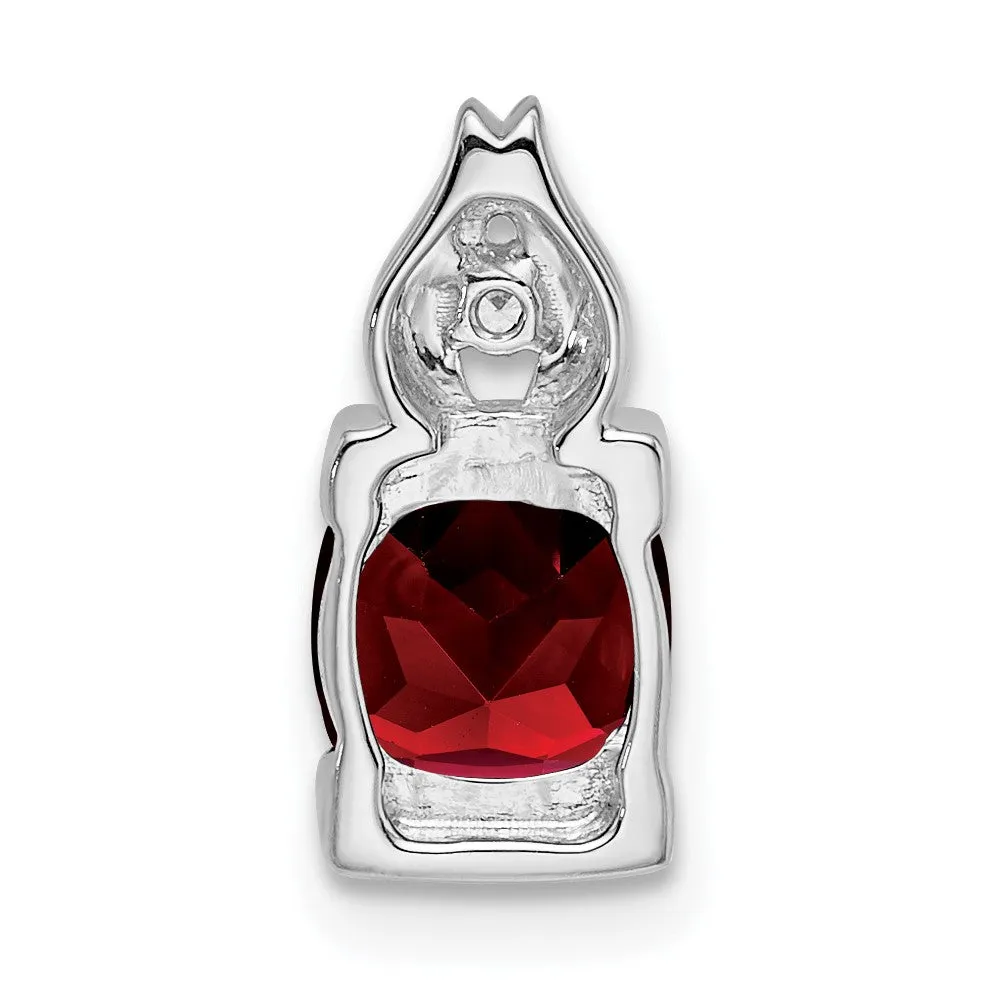14k White Gold Garnet and Diamond Pendant