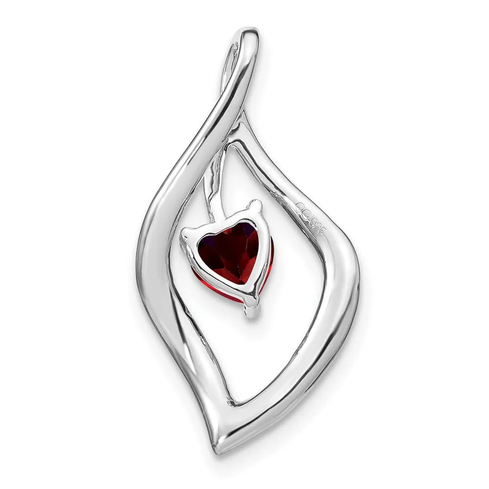 14k White Gold Garnet and Diamond Pendant