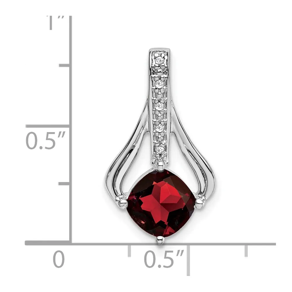 14k White Gold Garnet and Diamond Pendant